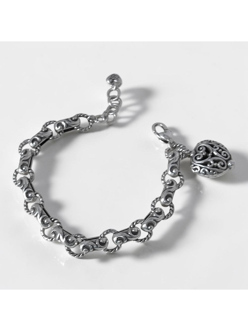 Brighton Bibi Heart Bracelet Filigree Balinese Puffy Heart Silver Style J34970